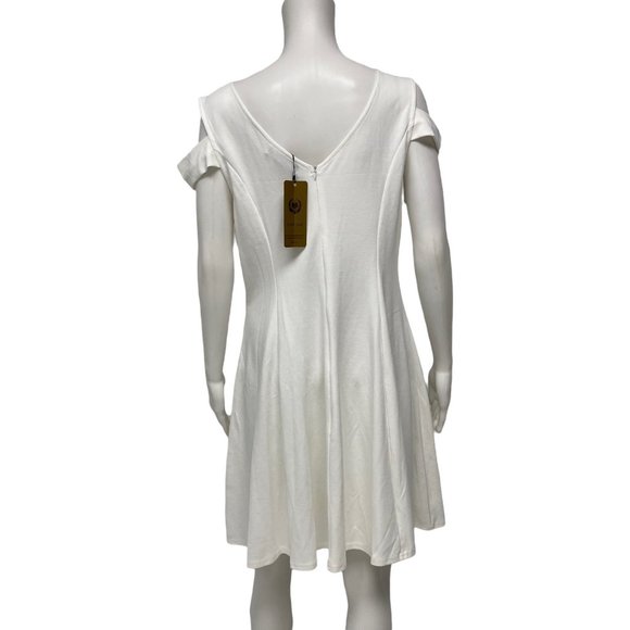 Ins Nova Women's Cold Shoulder Sleeve White V-Neck A-Line Dress Size XL - Picture 8 of 8